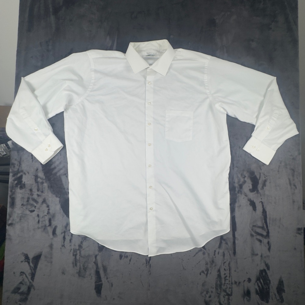 Van Heusen Dress Shirt Mens 18 34/35 White Flex Collar Big Long Sleeve Button Up